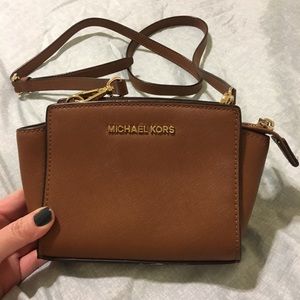Michael Kors Selma Mini crossbody bag in brown/tan